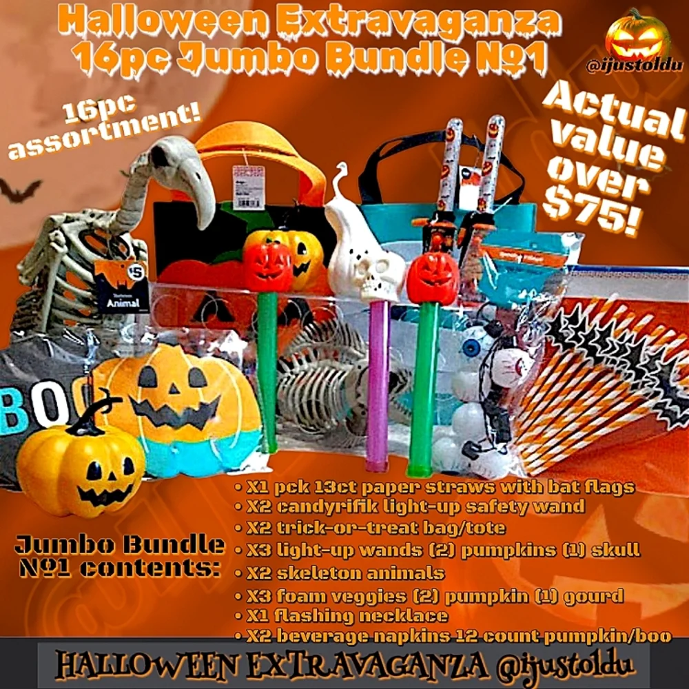 Halloween Extravaganza 16pc Jumbo Bundle №1 | $78 Value - Decor/Supplies/Favors